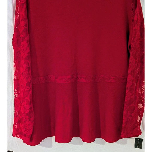 INC International Concepts Red Mock Neck Lace Sleeve Peplum Sweater Size 2X NWT - Picture 6 of 12